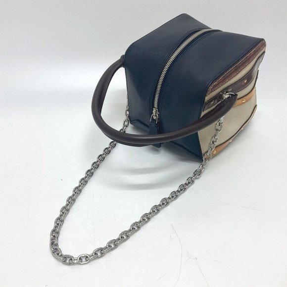 Authentic LOUIS VUITTON M52350 Trompe l'oeil Chain 2WAY Hand Bag Leather Black/B - Picture 4 of 16